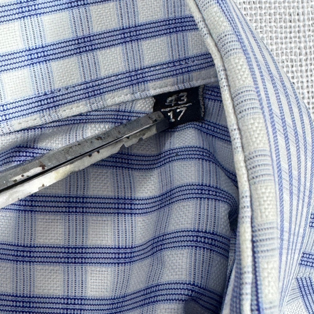 Canali Dress Shirt 43/17 Blue Gingham French Cuff Italian Quiet Luxury Preppy - Picture 6 of 16